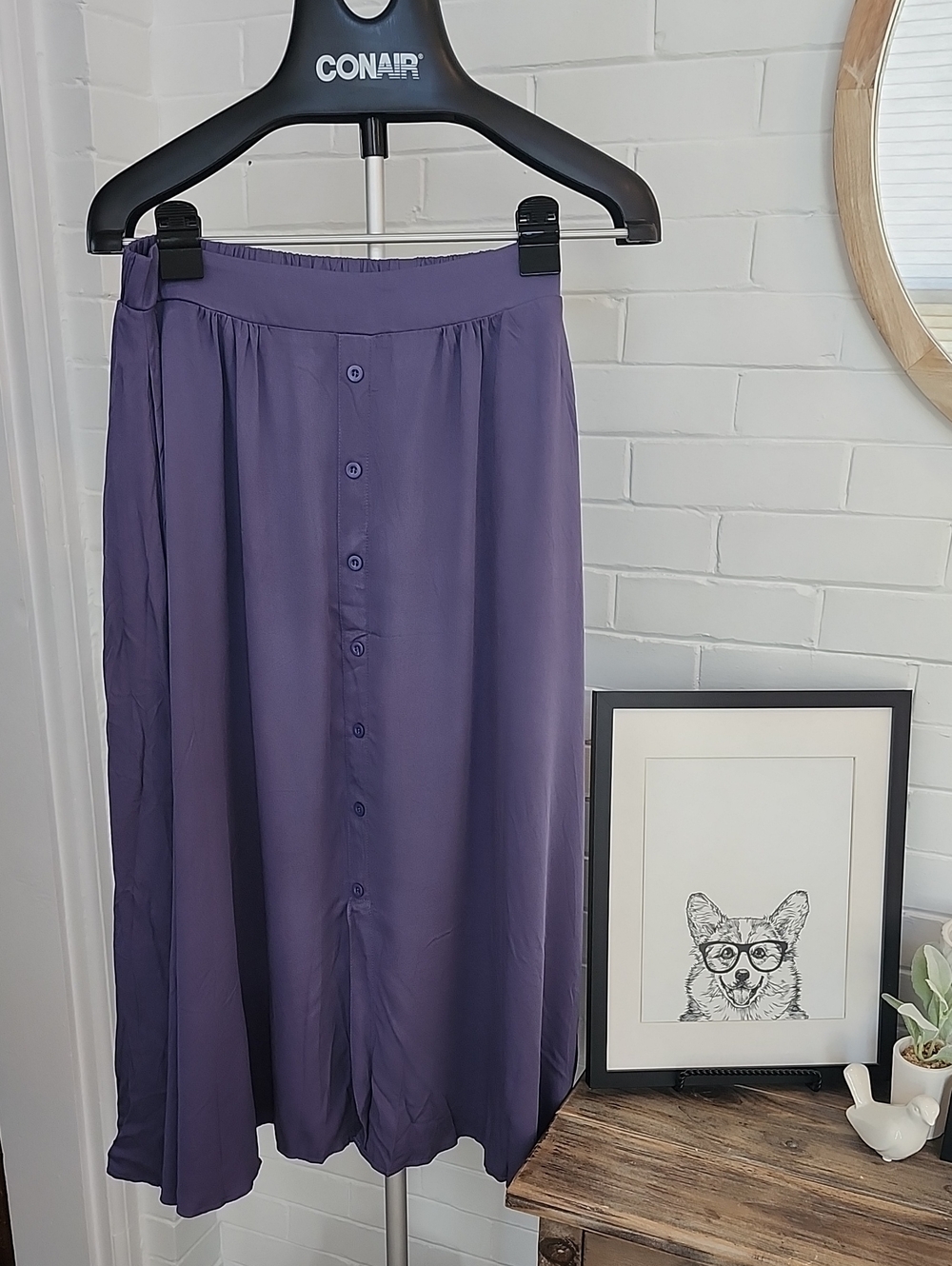 Blue/Purple Button-Front Women's Skirt, Small